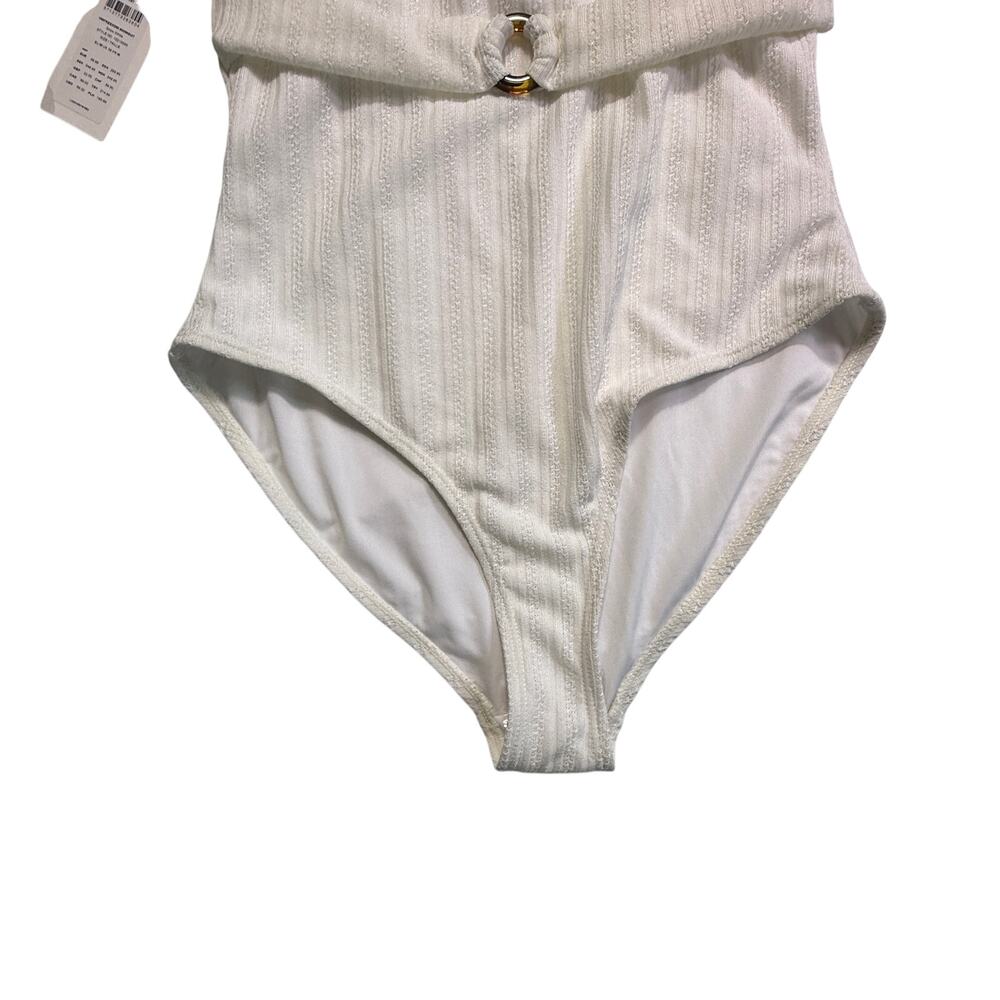 Vero Moda Freedom One Piece Swimsuit White Belted Medium NWT - Picture 5 of 12